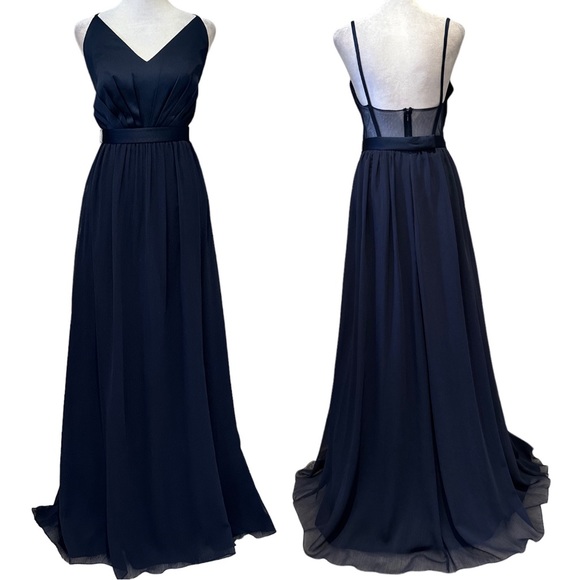 White by Vera Wang Dresses & Skirts - White Vera Wang Navy Women's Spaghetti Strap Long formal designer evening gown